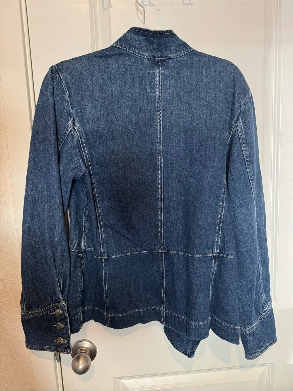 Free People Imogene Officer Double Breasted Blue Denim Jacket - WE THE FREE - Picture 4 of 5